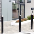 B1 bollards, two tier bike racks, and semi vertical bike racks supplied by Larkin Engineering at 8th Lock Dublin